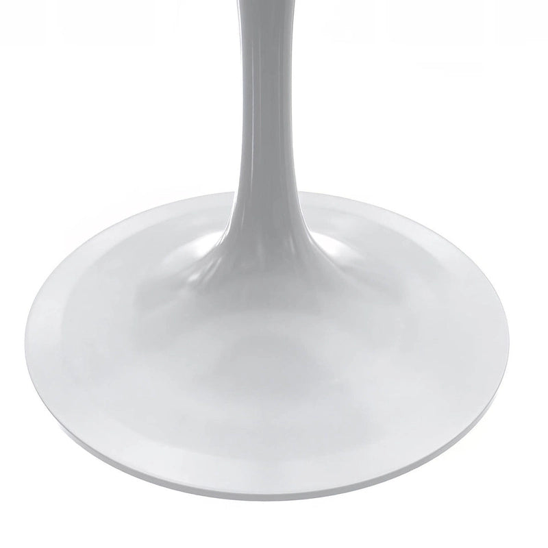Table de salle à manger ronde LeisureMod Verve avec plateau en résine blanche et base en acier blanc pour cuisine et salle à manger