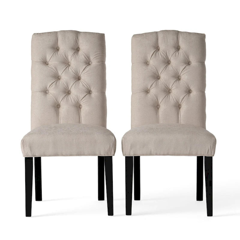 Lot de 2 chaises de salle à manger tapissées en tissu avec pieds en bois