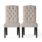 Lot de 2 chaises de salle à manger tapissées en tissu avec pieds en bois