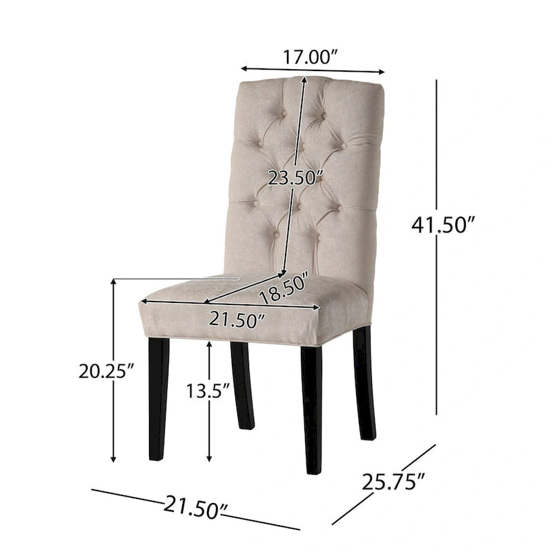 Lot de 2 chaises de salle à manger tapissées en tissu avec pieds en bois