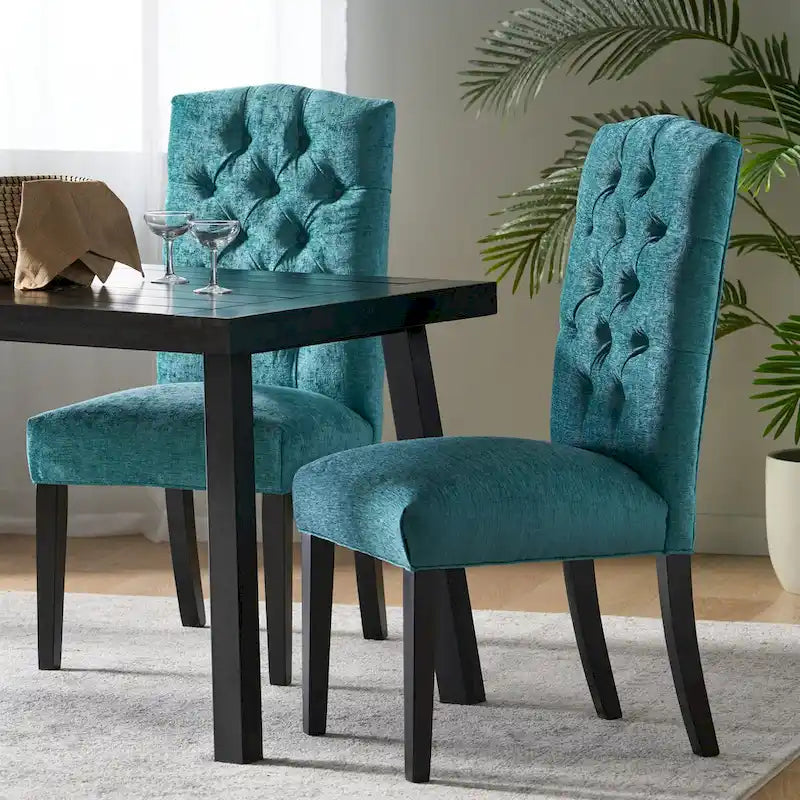 Lot de 2 chaises de salle à manger tapissées en tissu avec pieds en bois