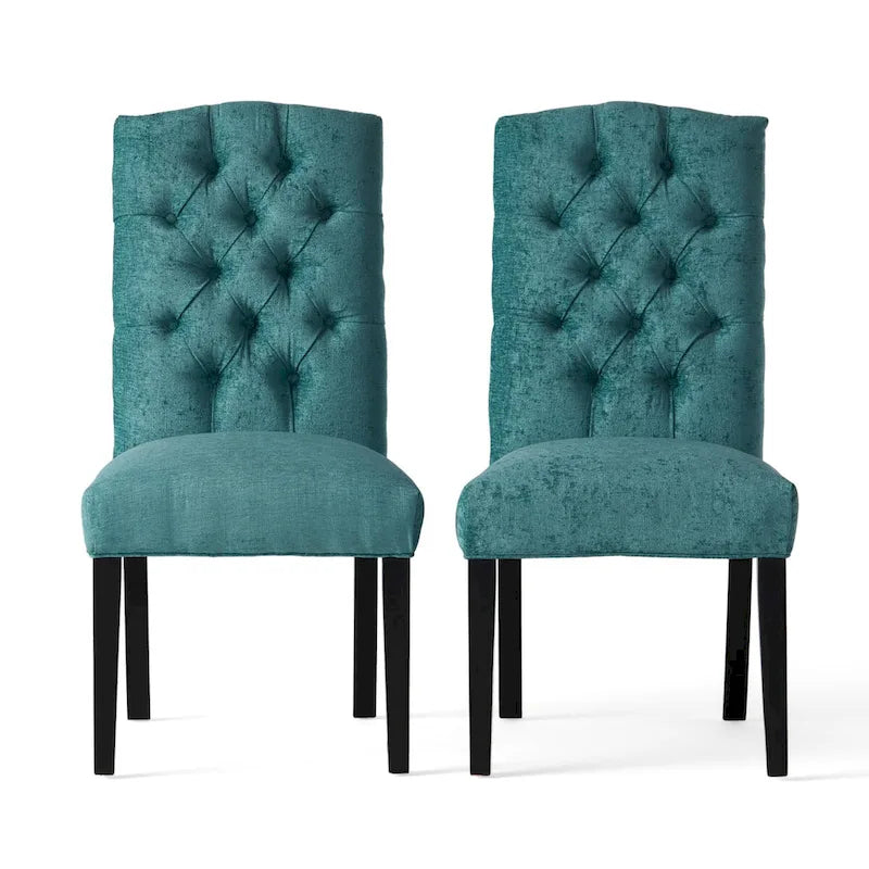 Lot de 2 chaises de salle à manger tapissées en tissu avec pieds en bois