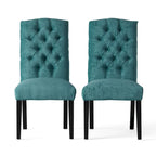 Lot de 2 chaises de salle à manger tapissées en tissu avec pieds en bois