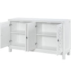 Meuble d'appoint spacieux, buffet 4 portes avec poignées anneaux - N/A