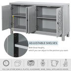 Meuble d'appoint spacieux, buffet 4 portes avec poignées anneaux - N/A