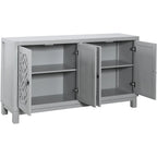 Meuble d'appoint spacieux, buffet 4 portes avec poignées anneaux - N/A