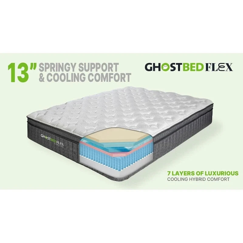 Matelas en mousse à mémoire de forme mi-ferme GhostBed Flex Hybrid 13 pouces
