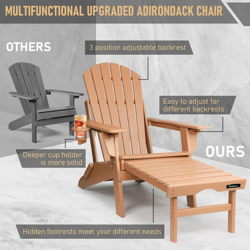 Chaise Adirondack pliante et réglable Vrakae avec repose-pieds