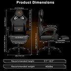 Chaise de jeu BOSSIN grande taille 400 lb avec repose-pieds, chaise de jeu vidéo ergonomique pour adultes avec appuie-tête et oreiller lombaire