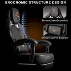 Chaise de jeu BOSSIN grande taille 400 lb avec repose-pieds, chaise de jeu vidéo ergonomique pour adultes avec appuie-tête et oreiller lombaire
