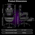 Chaise de jeu BOSSIN grande taille 400 lb avec repose-pieds, chaise de jeu vidéo ergonomique pour adultes avec appuie-tête et oreiller lombaire