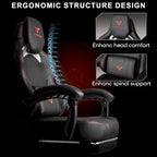 Chaise de jeu BOSSIN grande taille 400 lb avec repose-pieds, chaise de jeu vidéo ergonomique pour adultes avec appuie-tête et oreiller lombaire