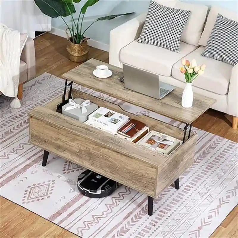 Une table basse avec tiroirs