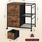 Meuble de rangement à 2 tiroirs en tissu, classeur latéral pour documents A4 ou format Lettre - 15,4P x 27,9L x 25,8H