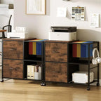 Meuble de rangement à 2 tiroirs en tissu, classeur latéral pour documents A4 ou format Lettre - 15,4P x 27,9L x 25,8H
