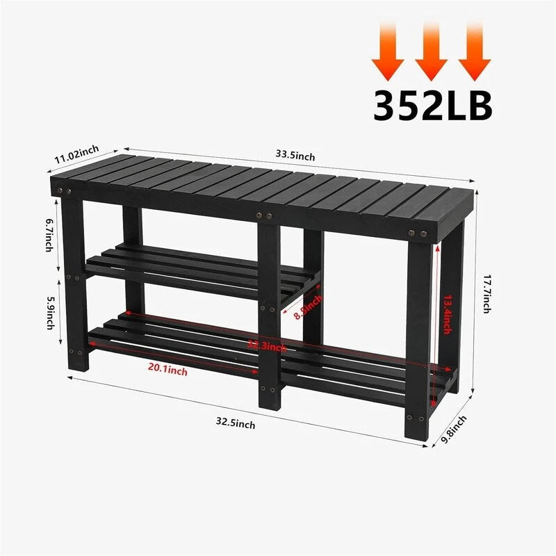 Banc à chaussures pour entrée - 33,5P x 11,02L x 17,7H