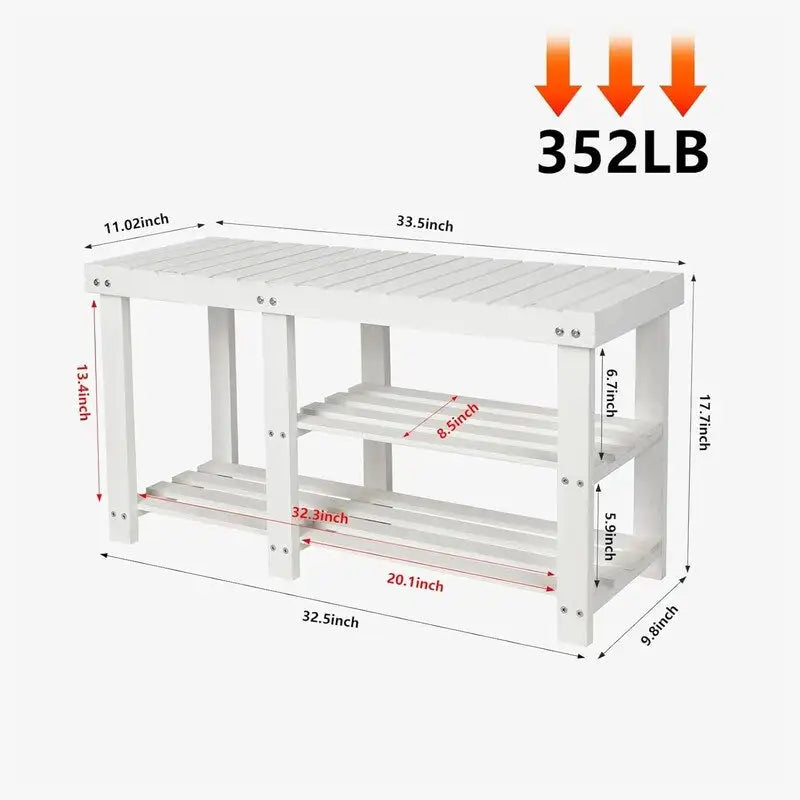 Banc à chaussures pour entrée - 33,5P x 11,02L x 17,7H