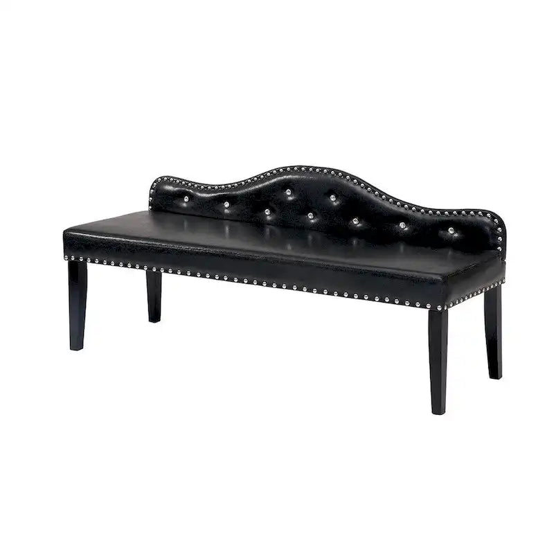 Banc d'appoint capitonné moderne en similicuir noir Kopt de Furniture of America