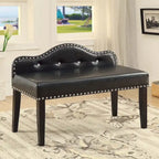 Banc d'appoint capitonné moderne en similicuir noir Kopt de Furniture of America