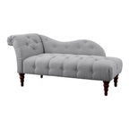Chaise longue Selena 66 po, polyester gris capitonné, bois massif brun