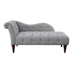 Chaise longue Selena 66 po, polyester gris capitonné, bois massif brun