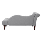 Chaise longue Selena 66 po, polyester gris capitonné, bois massif brun