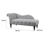 Chaise longue Selena 66 po, polyester gris capitonné, bois massif brun