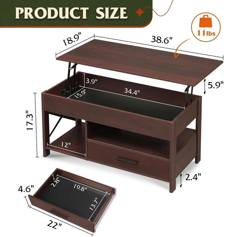 Table Basse Relevable - 18,9P x 38,58L x 17,83H