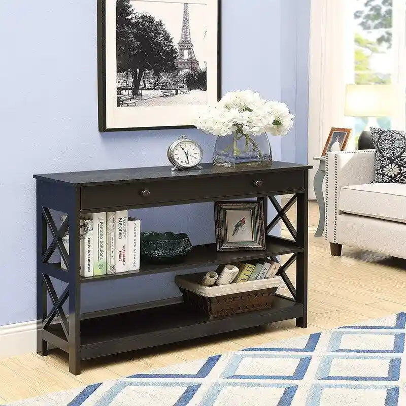 Table console à 1 tiroir avec étagères - 11.75P x 39.25L x 31.5H