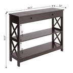 Table console à 1 tiroir avec étagères - 11.75P x 39.25L x 31.5H