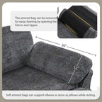 Canapé modulable convertible 4 places rembourré avec méridienne et pouf, profondeur d'assise, gris