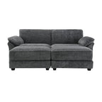 Canapé modulable convertible 4 places rembourré avec méridienne et pouf, profondeur d'assise, gris