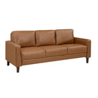 Canapé Stark 77 pouces, similicuir marron, accoudoirs droits, cadre en bois massif