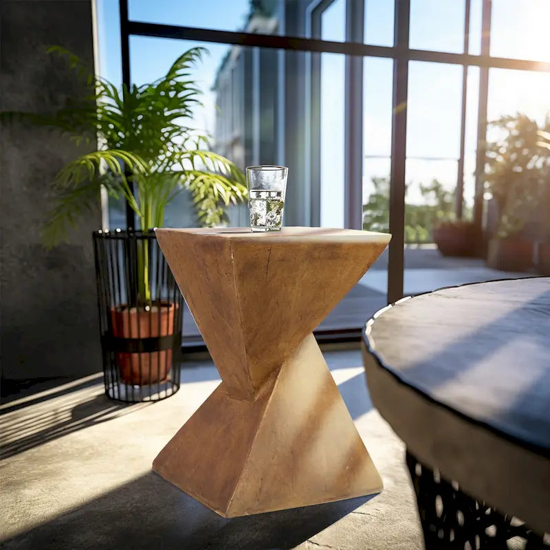 Modern Lightweight Concrete Side Table Accent Table Garden Patio - 12x12x18