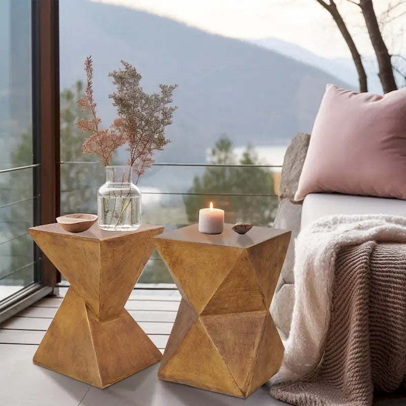 Table d'appoint de jardin/terrasse en béton léger moderne - 12x12x18