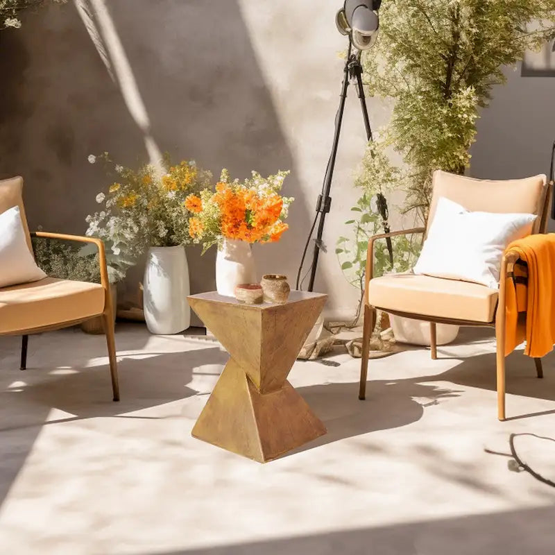 Table d'appoint de jardin/terrasse en béton léger moderne - 12x12x18