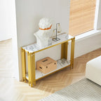 Console en faux marbre à 2 niveaux, table de canapé de salon, console étroite moderne pour entrée, table d'entrée de couloir