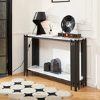 Console en faux marbre à 2 niveaux, table de canapé de salon, console étroite moderne pour entrée, table d'entrée de couloir