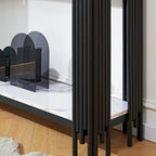 Console en faux marbre à 2 niveaux, table de canapé de salon, console étroite moderne pour entrée, table d'entrée de couloir