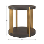 Ensemble de tables basses rondes Vennesla en métal doré et similicuir couleur brun foncé par iNSPIRE Q Bold