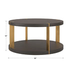 Ensemble de tables basses rondes Vennesla en métal doré et similicuir couleur brun foncé par iNSPIRE Q Bold