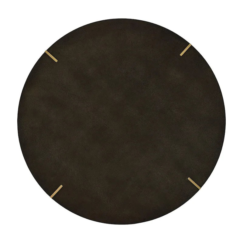 Ensemble de tables basses rondes Vennesla en métal doré et similicuir couleur brun foncé par iNSPIRE Q Bold