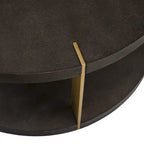 Ensemble de tables basses rondes Vennesla en métal doré et similicuir couleur brun foncé par iNSPIRE Q Bold