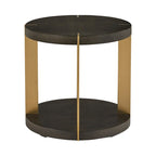 Ensemble de tables basses rondes Vennesla en métal doré et similicuir couleur brun foncé par iNSPIRE Q Bold