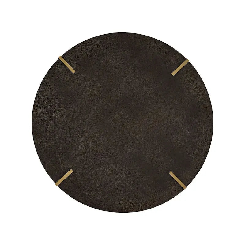 Ensemble de tables basses rondes Vennesla en métal doré et similicuir couleur brun foncé par iNSPIRE Q Bold