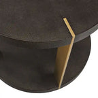 Ensemble de tables basses rondes Vennesla en métal doré et similicuir couleur brun foncé par iNSPIRE Q Bold