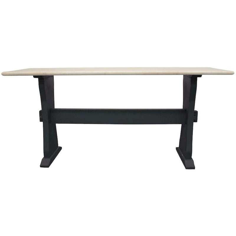 Console de table à tréteaux HomeRoots 70 en marbre véritable ivoire et noir - 70
