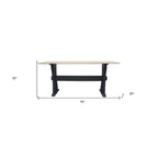 Console de table à tréteaux HomeRoots 70 en marbre véritable ivoire et noir - 70