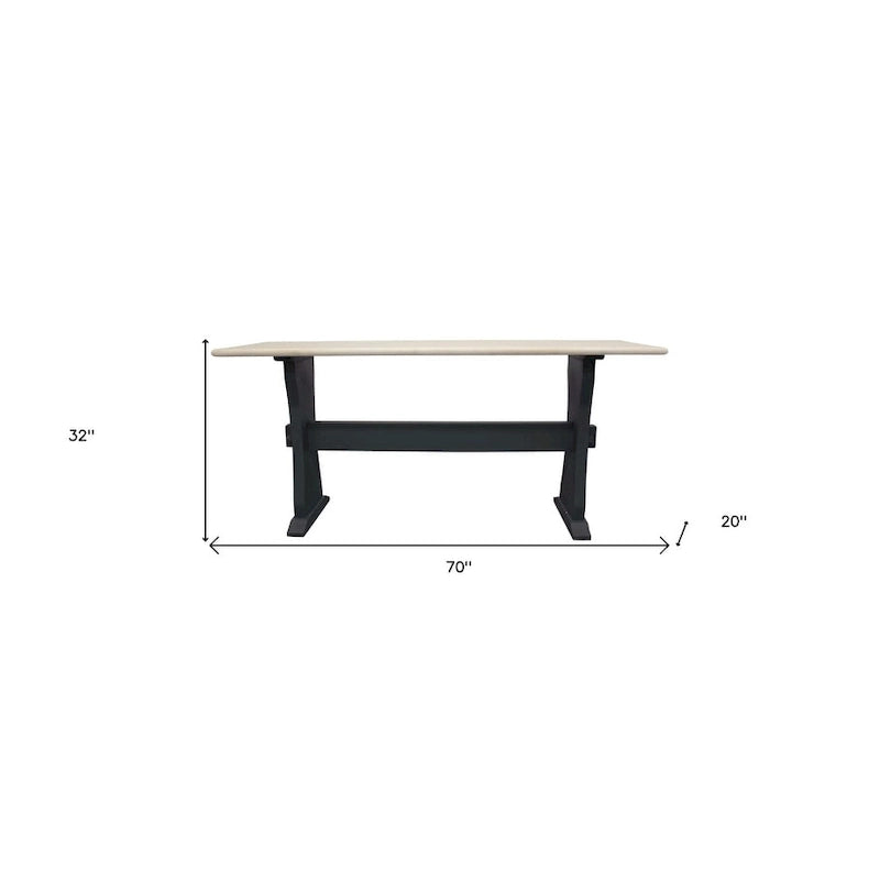 Console de table à tréteaux HomeRoots 70 en marbre véritable ivoire et noir - 70