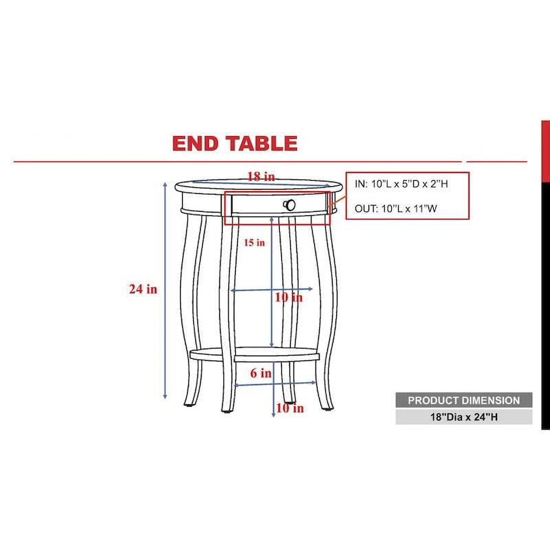 Table d'appoint de style traditionnel